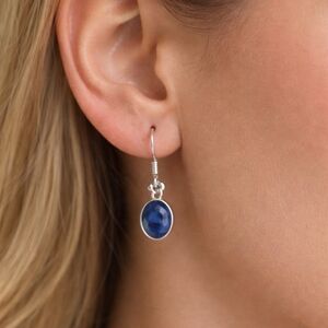 Sterling Silver Blue Natural Sapphire Earrings